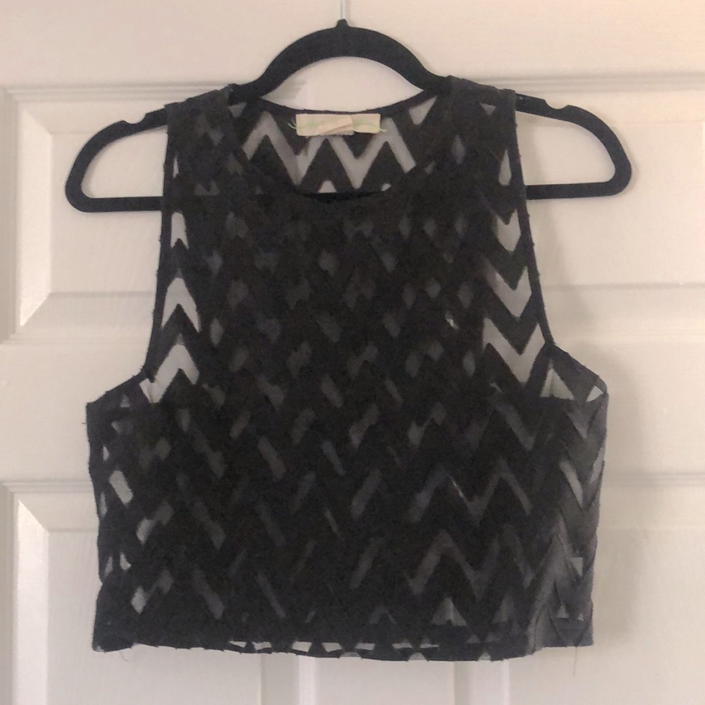 Black sheer Staring at Stars crop top